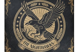 design a vintage raven logo with mysterious and elegant style