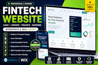 fintech startup website, finance website, banking and loan and lending website