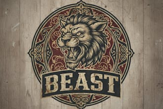 design a vintage beast logo with bold and powerful character