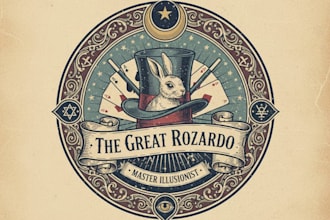 design a vintage magician logo with mystical and enchanting vibes