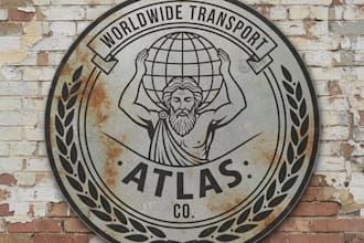 design a vintage atlas logo with classic and adventurous style