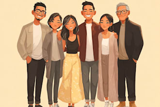 draw realistic family portrai from photo