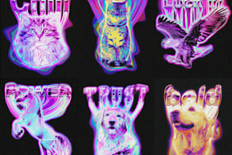 design your pet cat or dog into retro vintage neon style