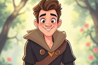 draw a disney illustration, cartoon, portrait illustration