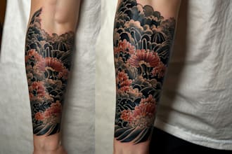 draw a super artistic tattoo designs in japanese style