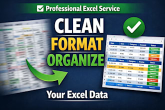 clean, format and organize messy excel data