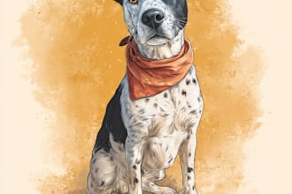 draw a cartoony custom pet portrait art