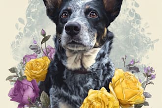 do pet portrait, digital art, dog portrait, pet memorials