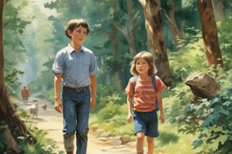 make hand drawn children story book illustration watercolor