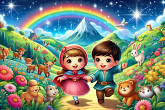 draw children story book illustration, kids story book illustration