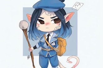 draw a cute full body chibi art for you