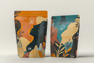 bottle label and pouch packaging design