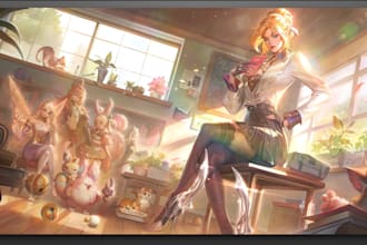 create professional dnd or arcane style character illustration art