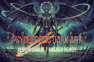 psychedelic dark art for album covers, posters, and characters