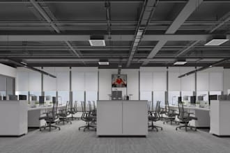 redesign 3d interior office,open plan layout, workspace,reception room,d5 render