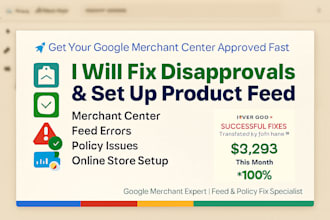 fix google merchant center, solve product disapprovals and optimize product feed