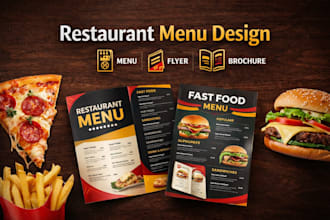 design a professional fast food restaurant menu flyer and brochure