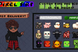 design unique pixel art, icons and pins, within 48 hours