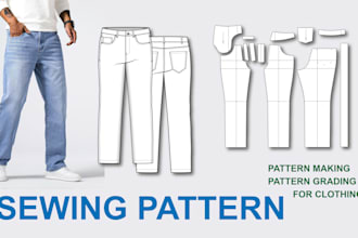make all kind of clothing sewing pattern and pattern grading dxf
