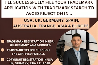 conduct trademark search, registration in US australia malaysia france europe