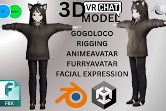 design and rig vrchat avatar femboy anime furry for pc and quest