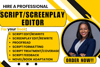 edit, and proofread your screenplay movie script feature film script short film