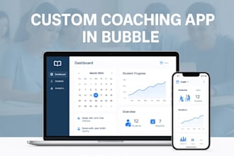 develop coaching app in bubble for tutor, scheduling, tracking and reports