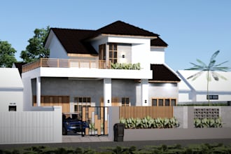 create modern tropical or japandi home 3d renderings