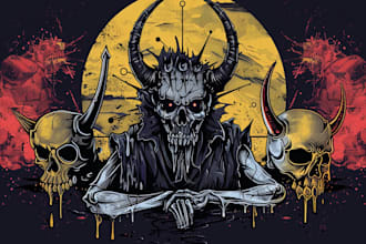 create detailed skull dark art heavy metal for brand or band