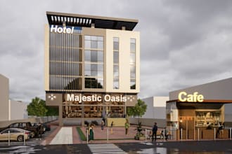 redesign hotel contemporary design,modern house rendering,front elevation design