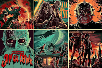 do 70s 80s retro vintage horror comic poster movie poster