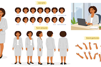 draw a character model sheet for animation, games, or vtubers
