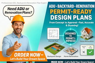 design adu permit plan, backyard design, residential and renovation plan