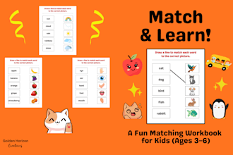 sell my printable kids workbook match and learn for early english learning PDF