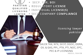 be your pakistan business and personal license lawyer and advisor