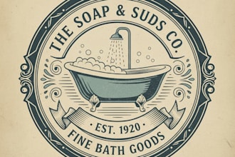 design a unique vintage bathroom logo with classic elegance