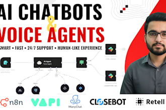 build ai chatbot, voice agent with closebot, n8n, vapi ai ,manychat