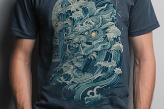 draw a japanese t shirt illustration