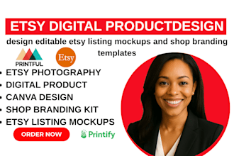 design editable etsy listing mockups and shop branding templates