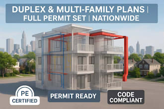 design duplex multifamily building plans with full mep and structural layout