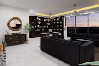 remodel executive office interior, workspace, meeting room, furniture layout