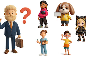 design cute 3d pixar style characters and ai cartoon avatars