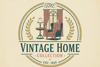 design a unique vintage home decor logo with timeless charm