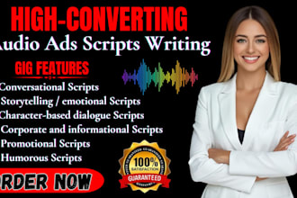 write and voice a high converting radio online audio ad commercial scripts