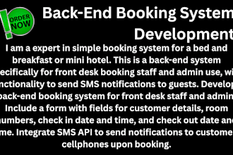 back end booking system development