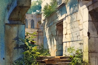 draw original watercolor landscape or architecture art