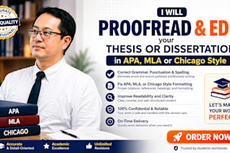 proofread and edit your thesis or dissertation in apa, mla or chicago style