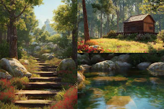 draw a realistic landscape or background illustration for you