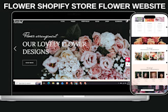 design 7 figure flower shopify store florist bouquet website valentine day store