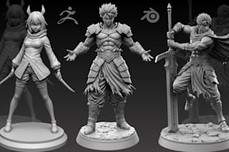 sculpt 3d anime figure, anime diorama model or action figure toy for 3d printing